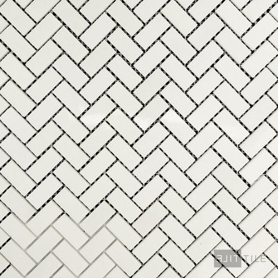Thassos White Marble 5/8X1-1/4 Herringbone Polished Mosaic