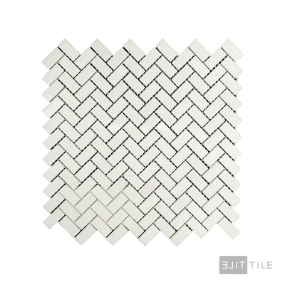 Thassos White Marble 5/8X1-1/4 Herringbone Polished Mosaic