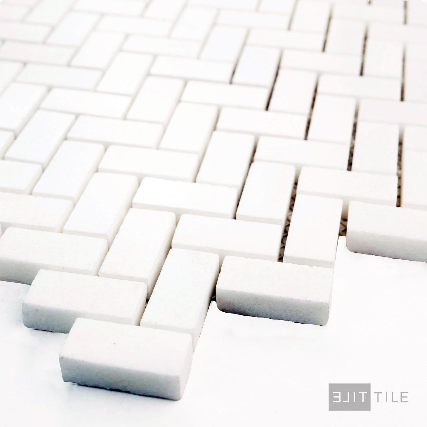 Thassos White Marble 5/8X1-1/4 Herringbone Polished Mosaic