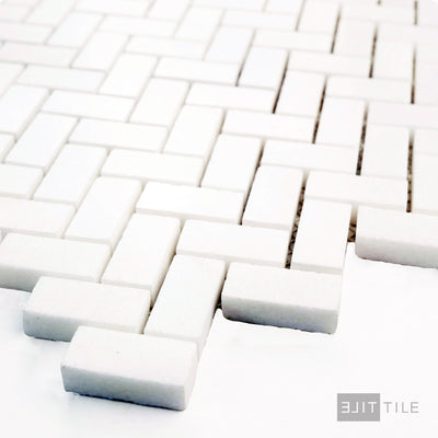Thassos White Marble 5/8X1-1/4 Herringbone Polished Mosaic