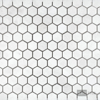 Thassos White Marble 1" Hexagon Honed Mosaic