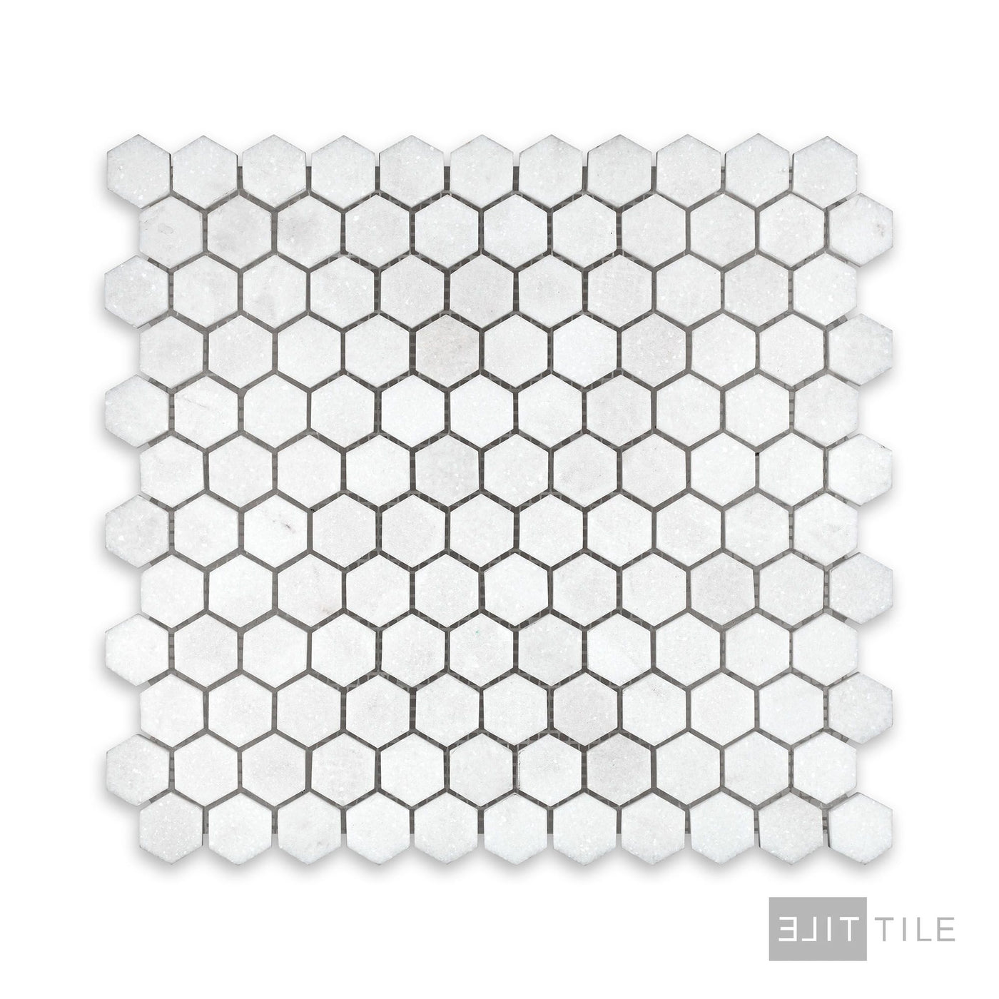 Thassos White Marble 1" Hexagon Honed Mosaic