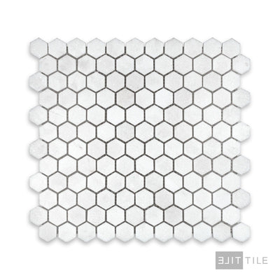 Thassos White Marble 1" Hexagon Honed Mosaic