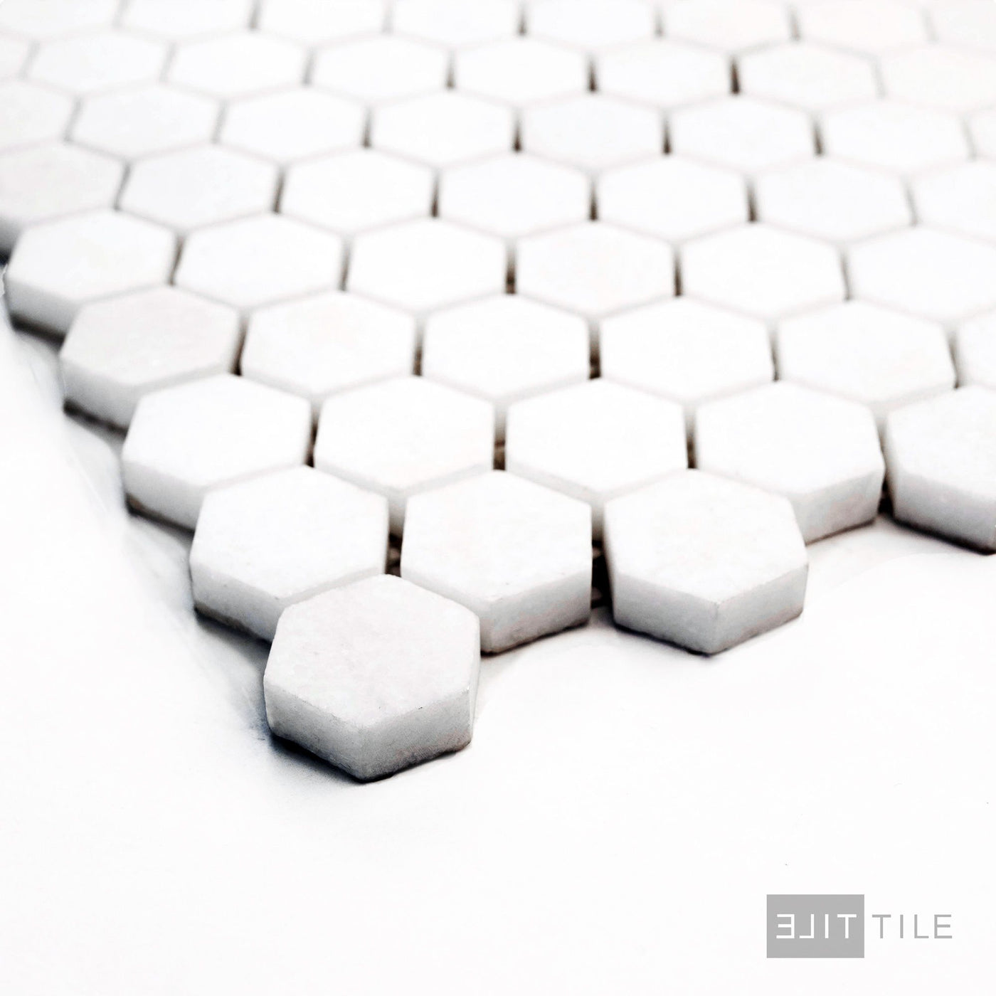 Thassos White Marble 1" Hexagon Honed Mosaic