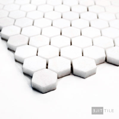 Thassos White Marble 1" Hexagon Honed Mosaic