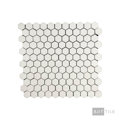 Thassos White Marble 1" Hexagon Polished Mosaic