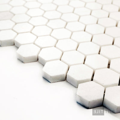 Thassos White Marble 1" Hexagon Polished Mosaic