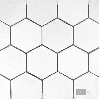Thassos White Marble 3" Hexagon Honed Mosaic
