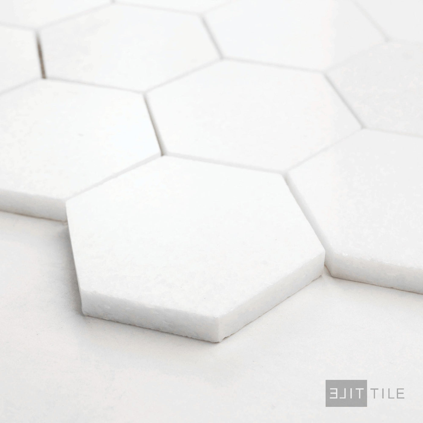 Thassos White Marble 3" Hexagon Polished Mosaic