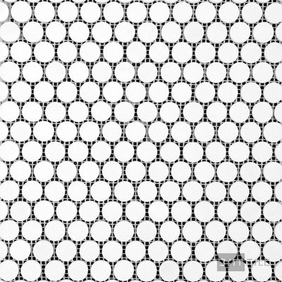 Thassos White Marble Penny Round Honed Mosaic