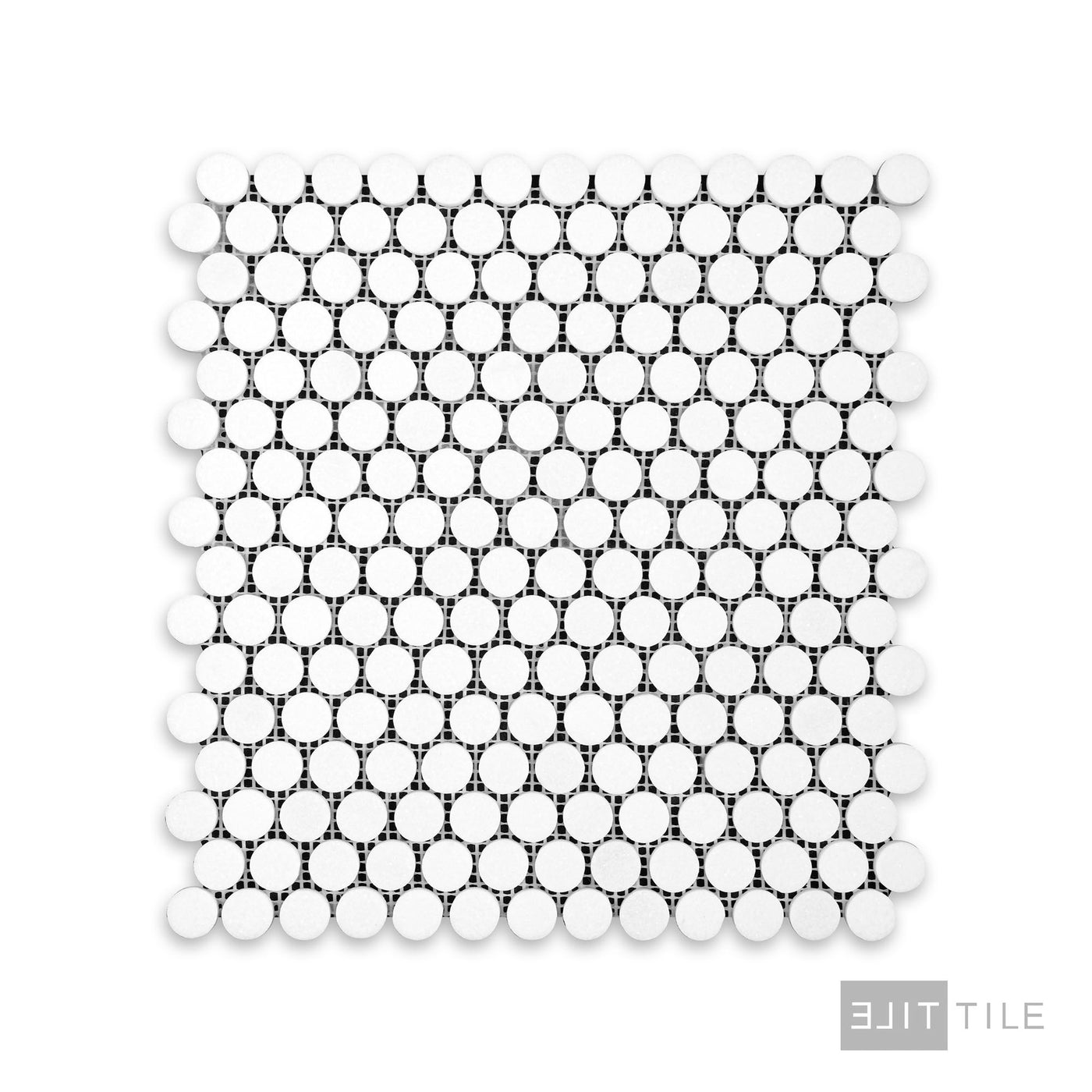 Thassos White Marble Penny Round Honed Mosaic