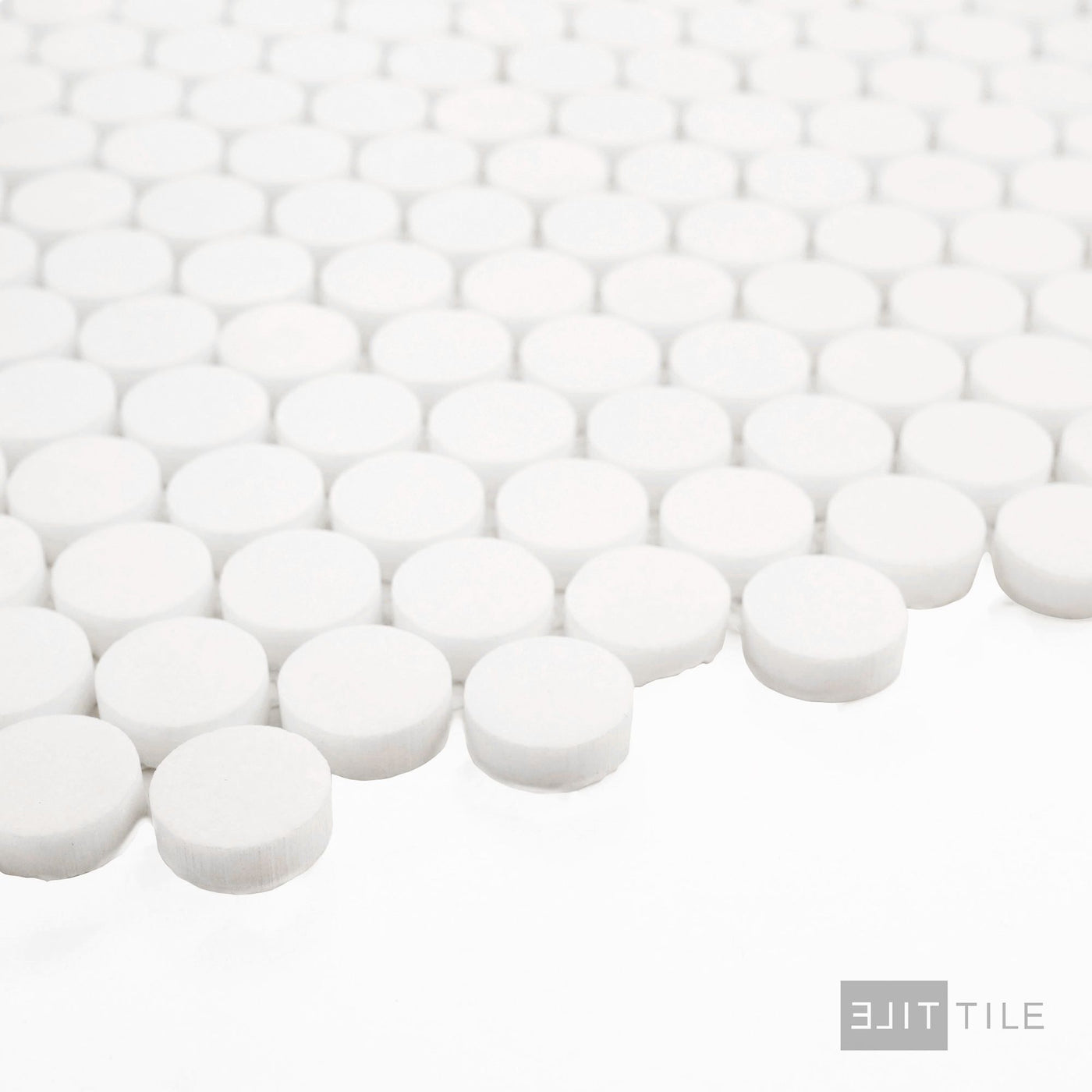 Thassos White Marble Penny Round Honed Mosaic
