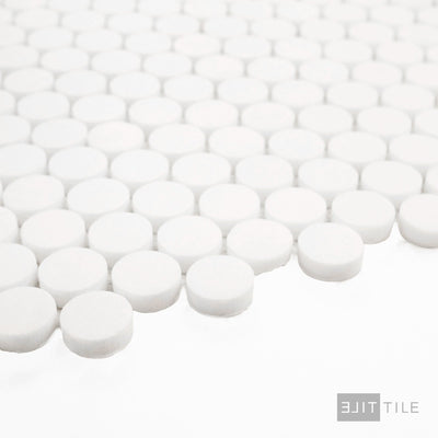 Thassos White Marble Penny Round Honed Mosaic