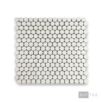 Thassos White Marble Penny Round Polished Mosaic