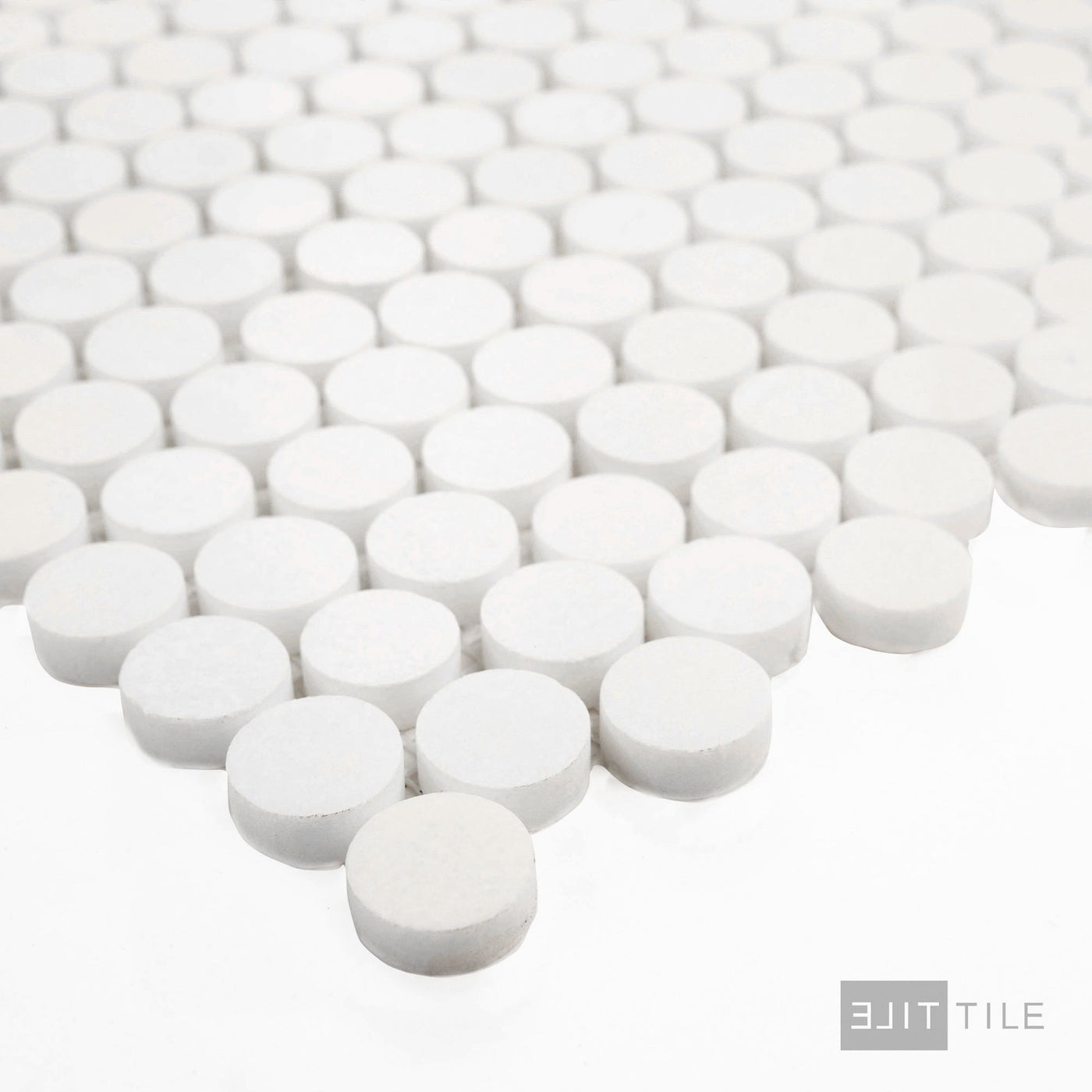 Thassos White Marble Penny Round Polished Mosaic