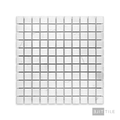 Thassos White Marble 1" Square Honed Mosaic