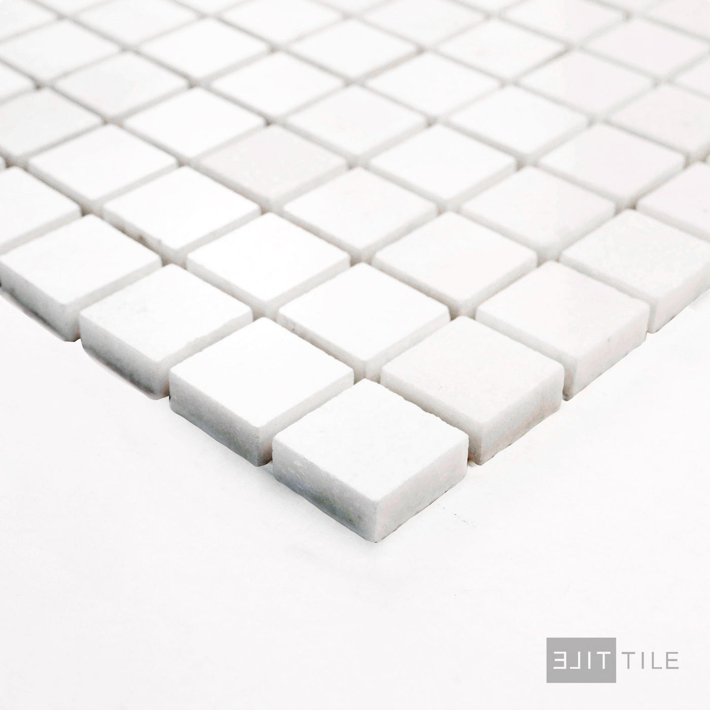 Thassos White Marble 1" Square Honed Mosaic