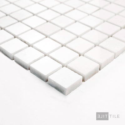 Thassos White Marble 1" Square Honed Mosaic