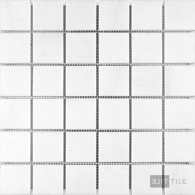 Thassos White Marble 2" Square Honed Mosaic
