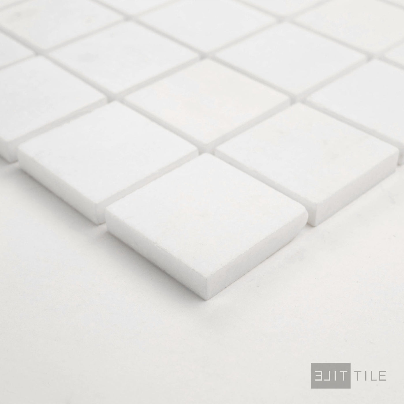 Thassos White Marble 2" Square Honed Mosaic