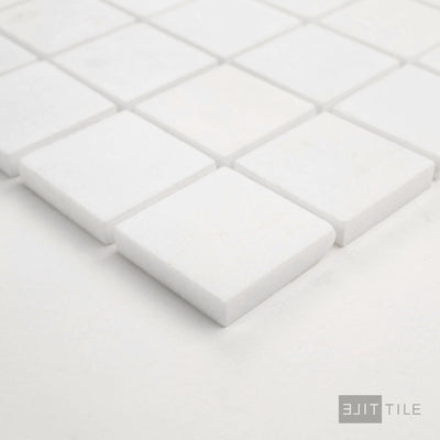 Thassos White Marble 2" Square Honed Mosaic