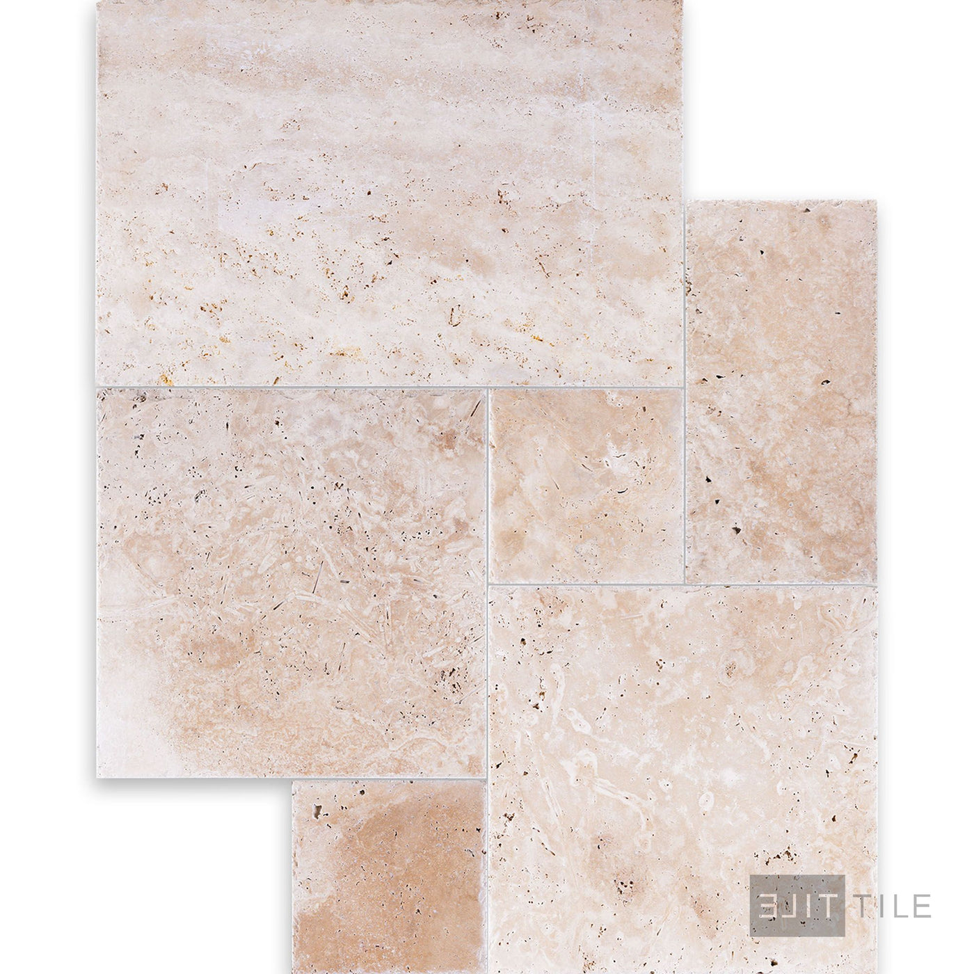 Ivory Premium Travertine Versailles Pattern Brushed And Chiseled