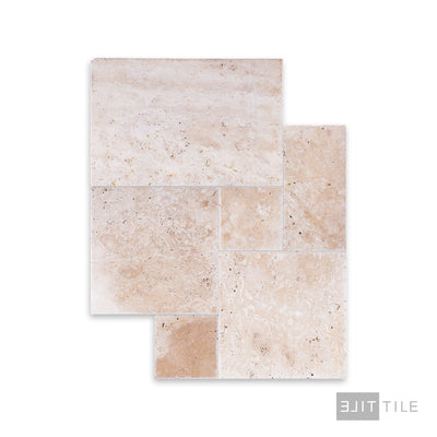 Ivory Premium Travertine Versailles Pattern Brushed And Chiseled