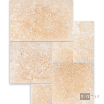 Ivory Premium Travertine Versailles Pattern Filled And Honed