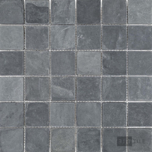 Indian Black Slate 2" Square Tumbled Mosaic