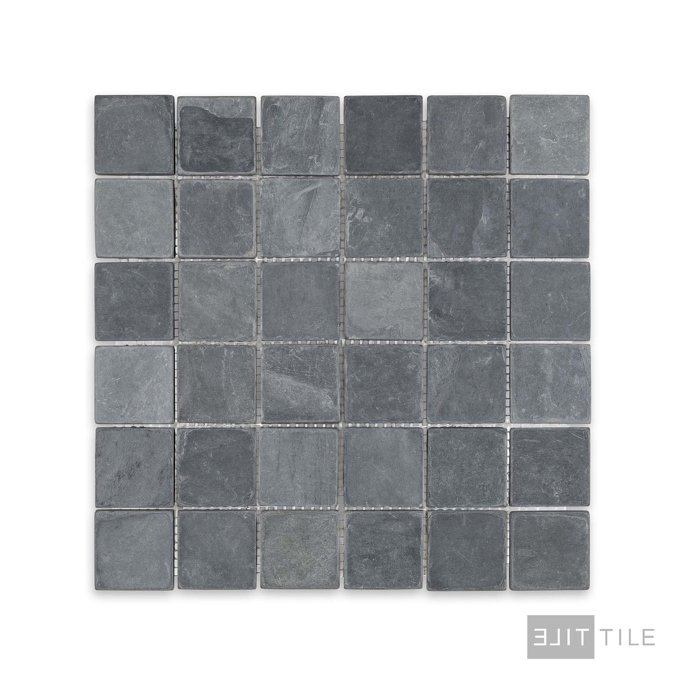 Indian Black Slate 2" Square Tumbled Mosaic