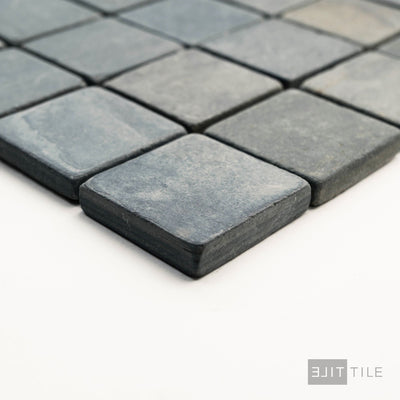 Indian Black Slate 2" Square Tumbled Mosaic