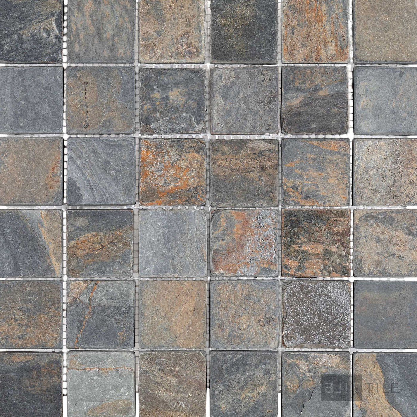 California Gold Slate 2" Square Tumbled Mosaic