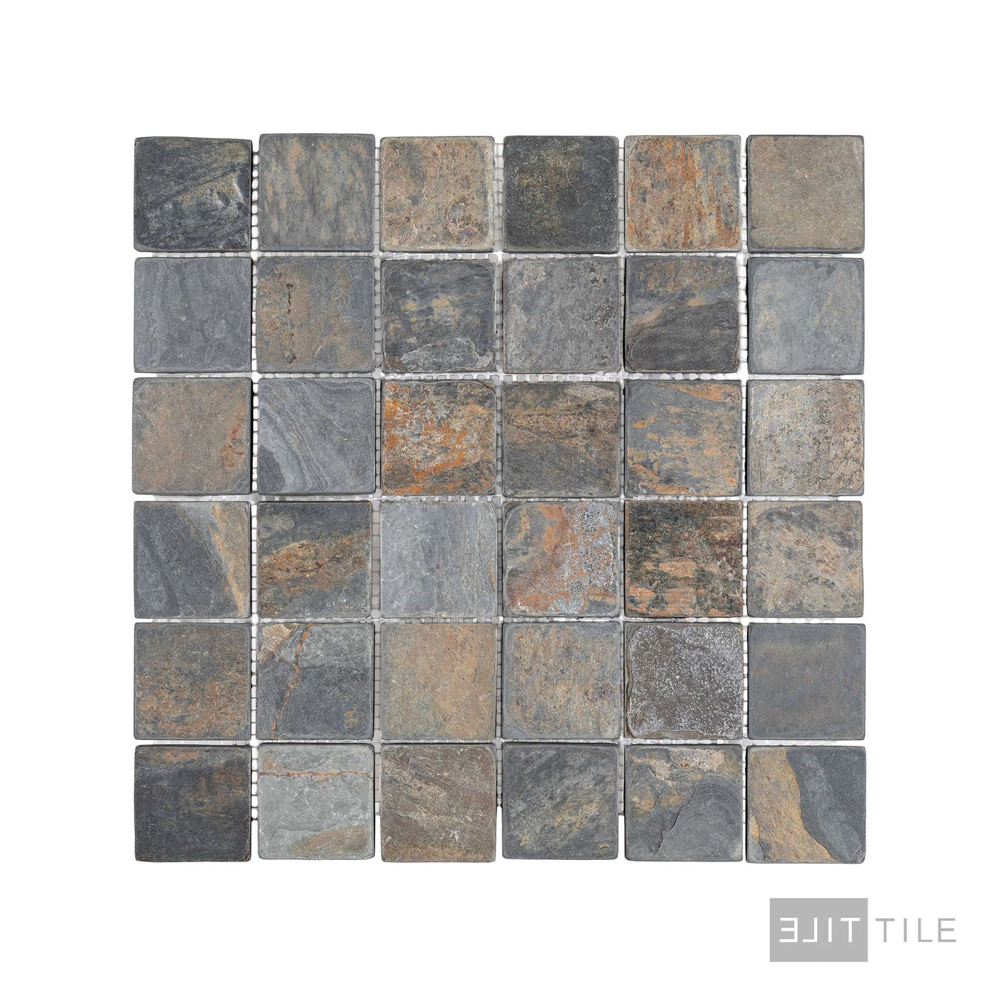 California Gold Slate 2" Square Tumbled Mosaic