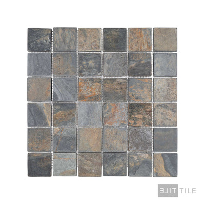 California Gold Slate 2" Square Tumbled Mosaic