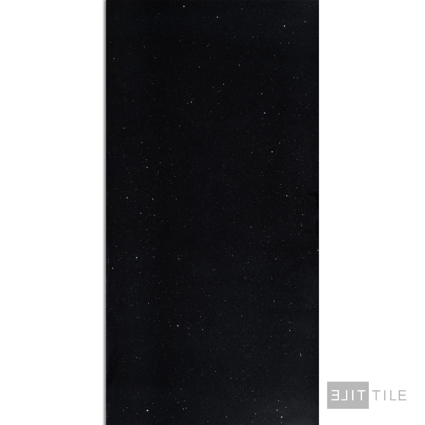 QUARTZ STONE LEFT SLAB 9'X2' BLACK SPARKLE POLISHED PRIMARY SHOT