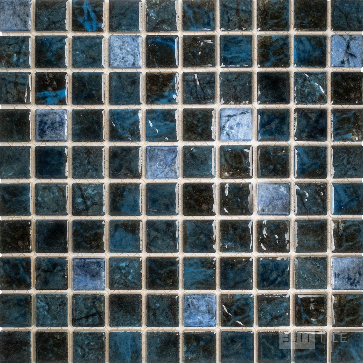 Saga 1-1/8X1-1/8 Square Blue Blend Semi Gloss Mosaic