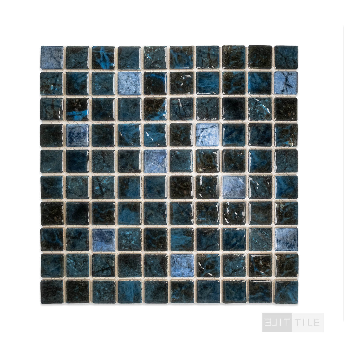 Saga 1-1/8X1-1/8 Square Blue Blend Semi Gloss Mosaic