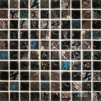 Saga 1-1/8X1-1/8 Square Bronze Blend Semi Gloss Mosaic