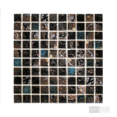 Saga 1-1/8X1-1/8 Square Bronze Blend Semi Gloss Mosaic