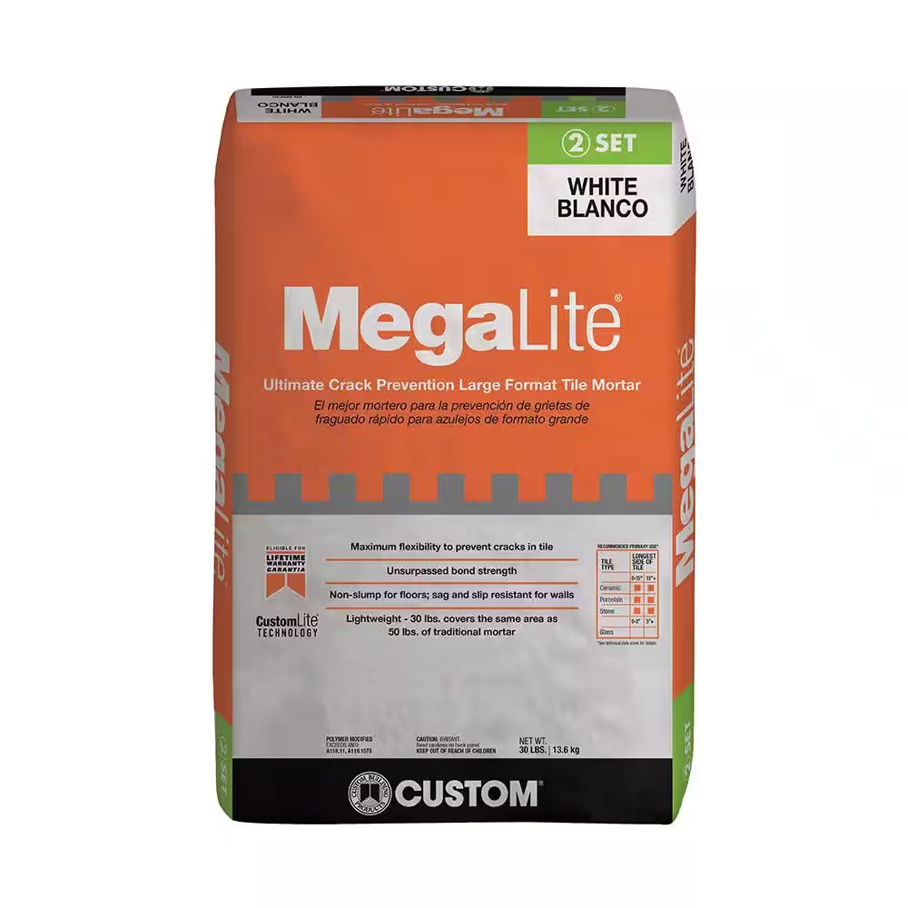 Megalite Ultimate Crack Prevention Mortar LFT 30 Lb. Bag White