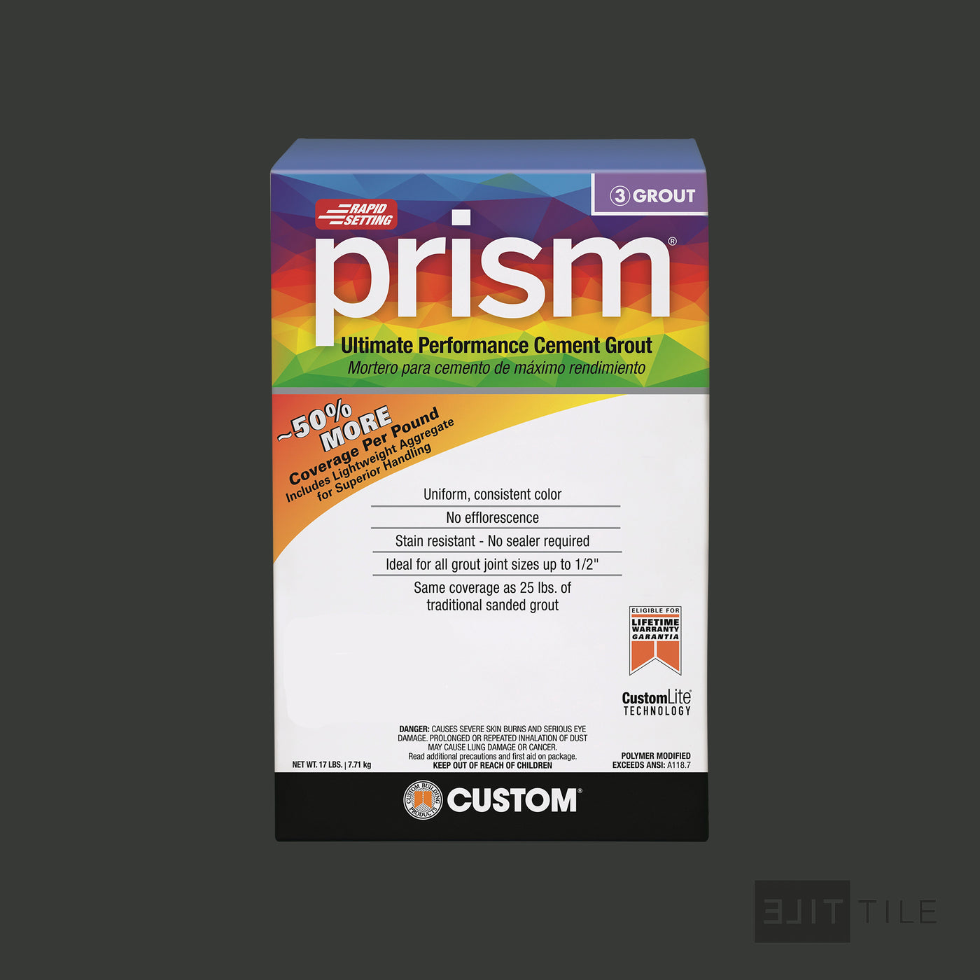 Prism Ultimate Performance Cement Grout 17 Lb. Bx #60 Charcoal