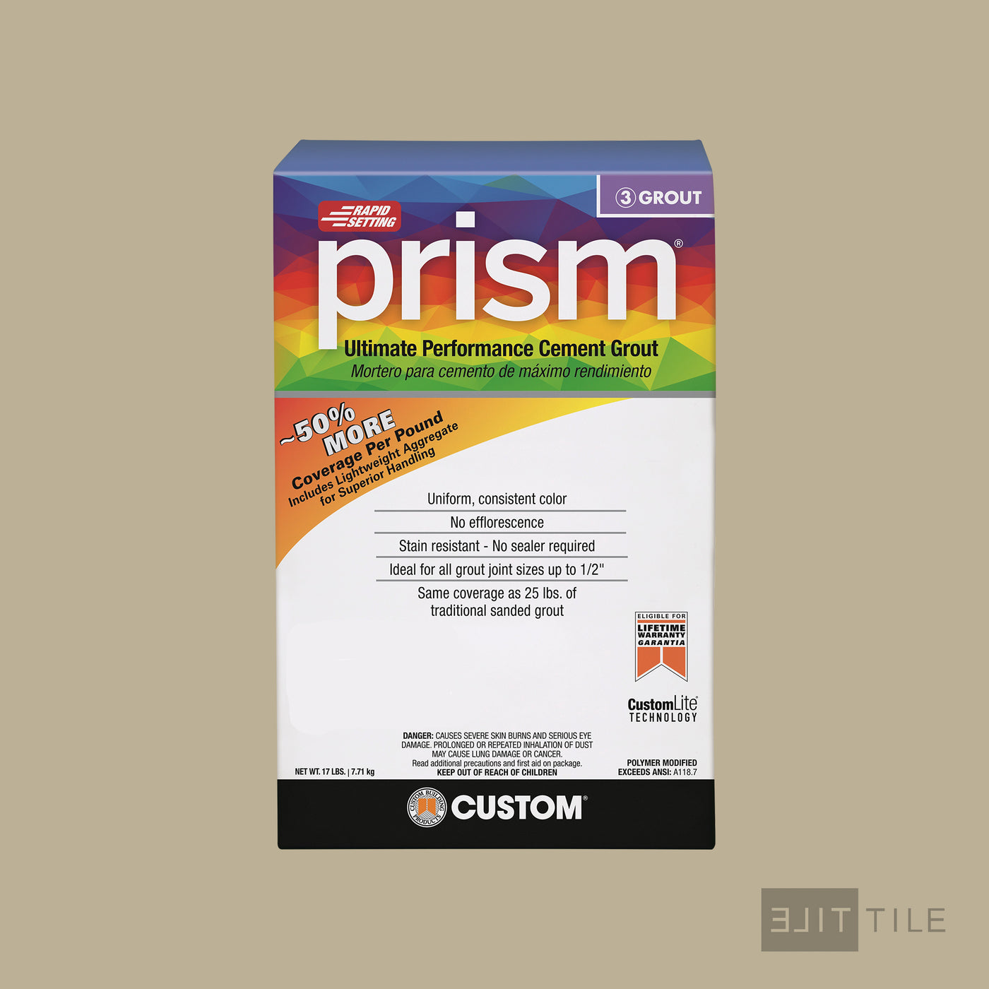 Prism Ultimate Performance Cement Grout 17 Lb. Bx #172 Urban Putty