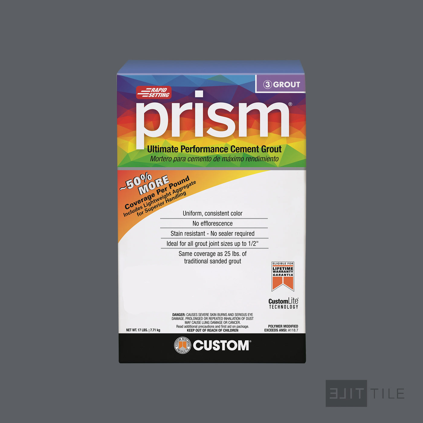 Prism Ultimate Performance Cement Grout 17 Lb. Bx #370 Dove Gray