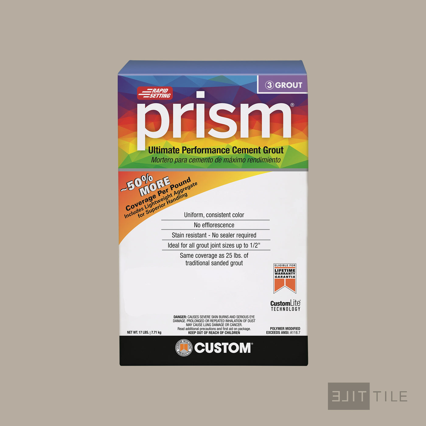 Prism Ultimate Performance Cement Grout 17 Lb. Bx #386 Oyster Gray