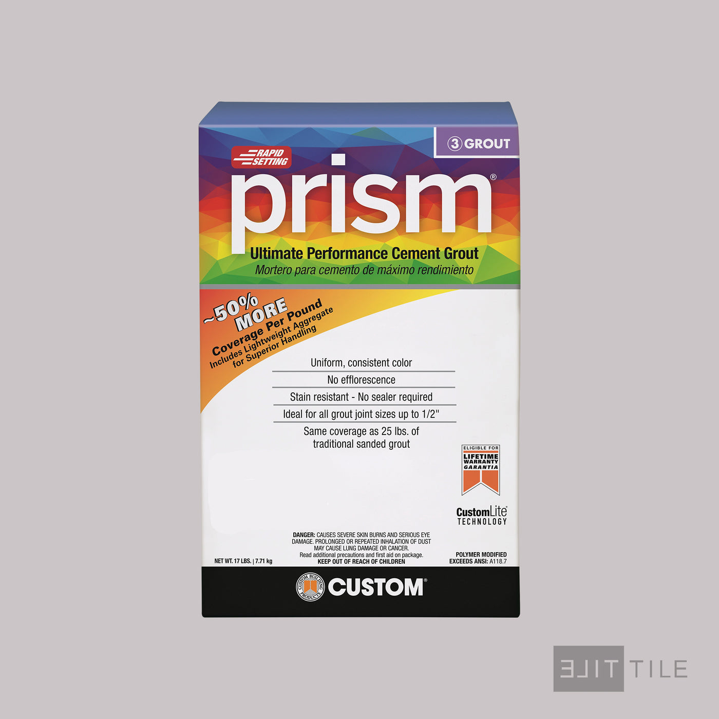 Prism Ultimate Performance Cement Grout 17 Lb. Bx #643 Warm Gray