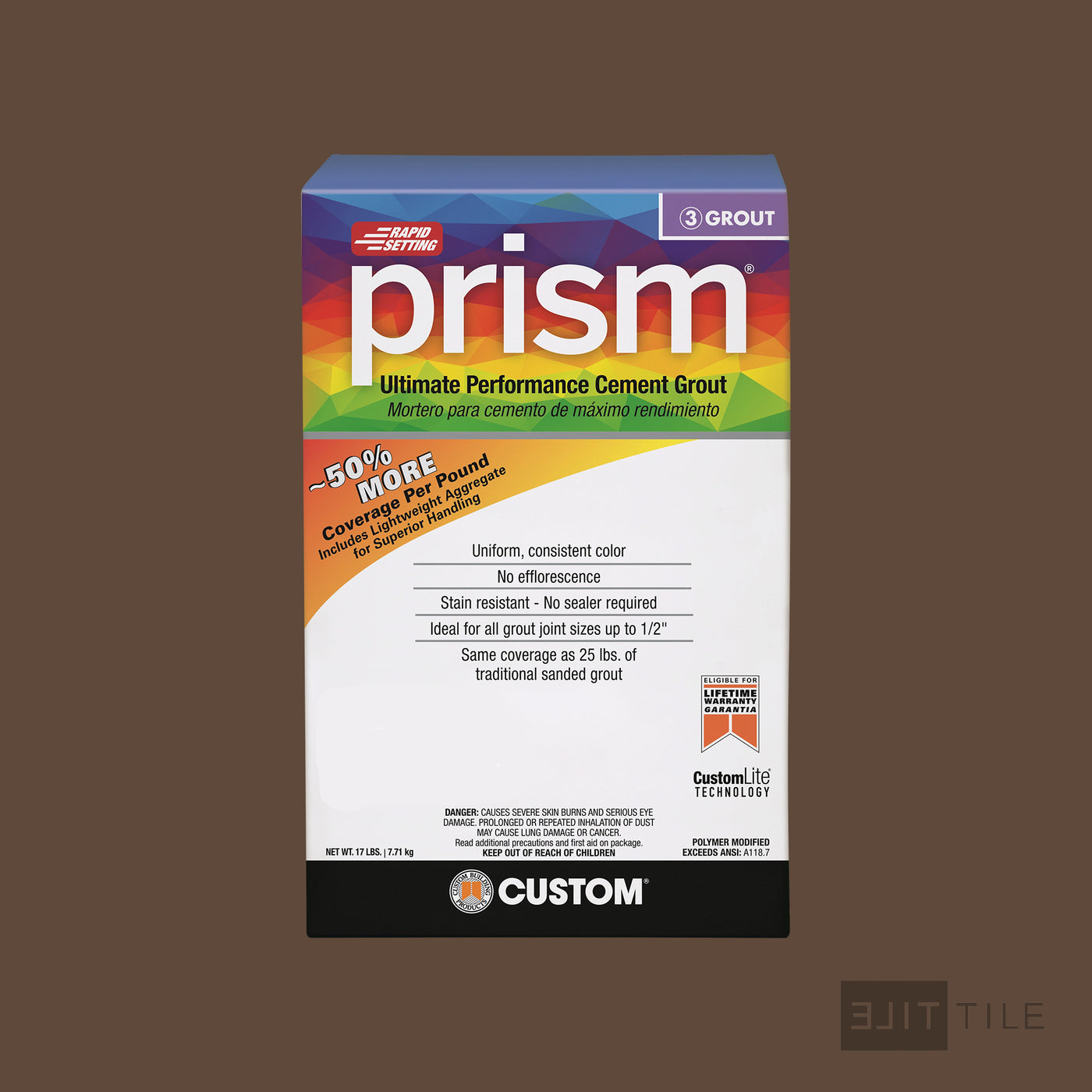 Prism Ultimate Performance Cement Grout 17 Lb. Bx #646 Coffee Bean