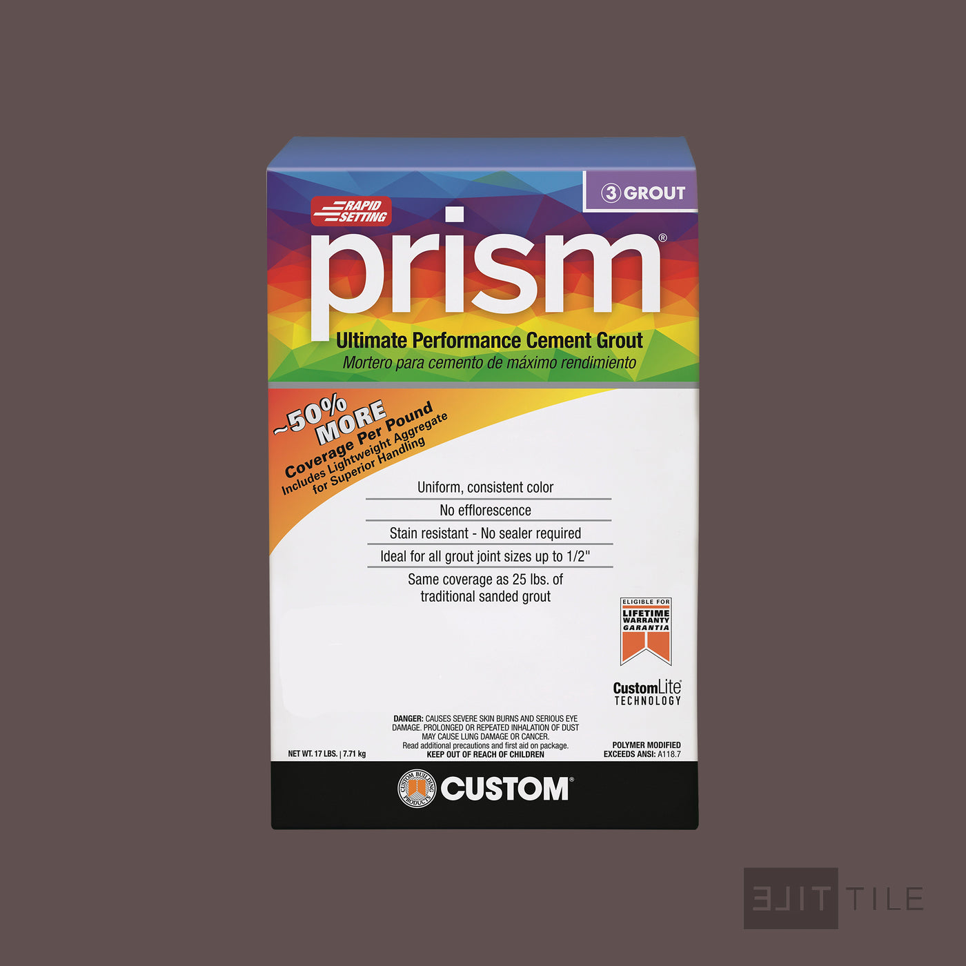 Prism Ultimate Performance Cement Grout 17 Lb. Bx #647 Brown Velvet