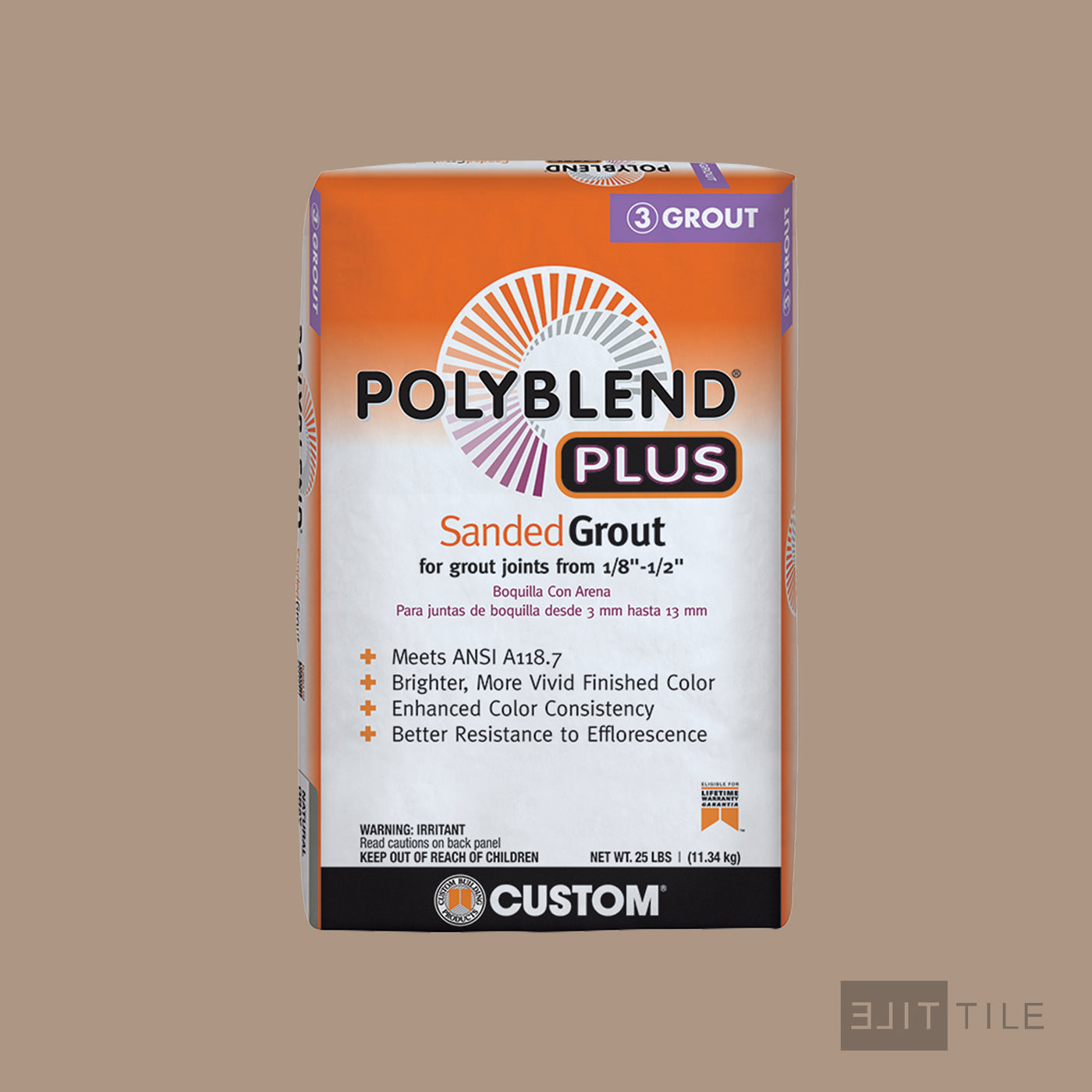 Polyblend Plus Sanded Tile Grout 25 Lb. Bag #135 Mushroom