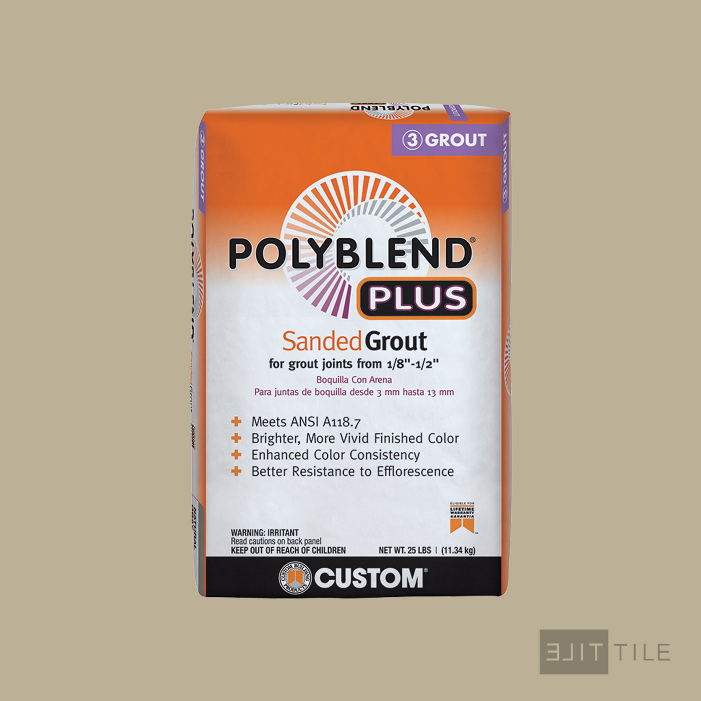 Polyblend Plus Sanded Tile Grout 25 Lb. Bag #172 Urban Putty