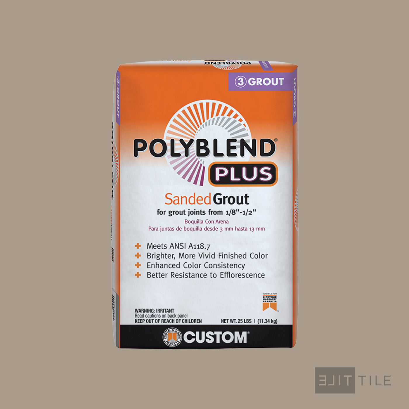 Polyblend Plus Sanded Tile Grout 25 Lb. Bag #183 Chateau